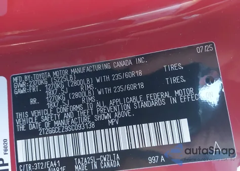 2025 Lexus Nx 350 Premium z USA, uszkodzony, nr VIN 2T2GGCEZ9SC093138